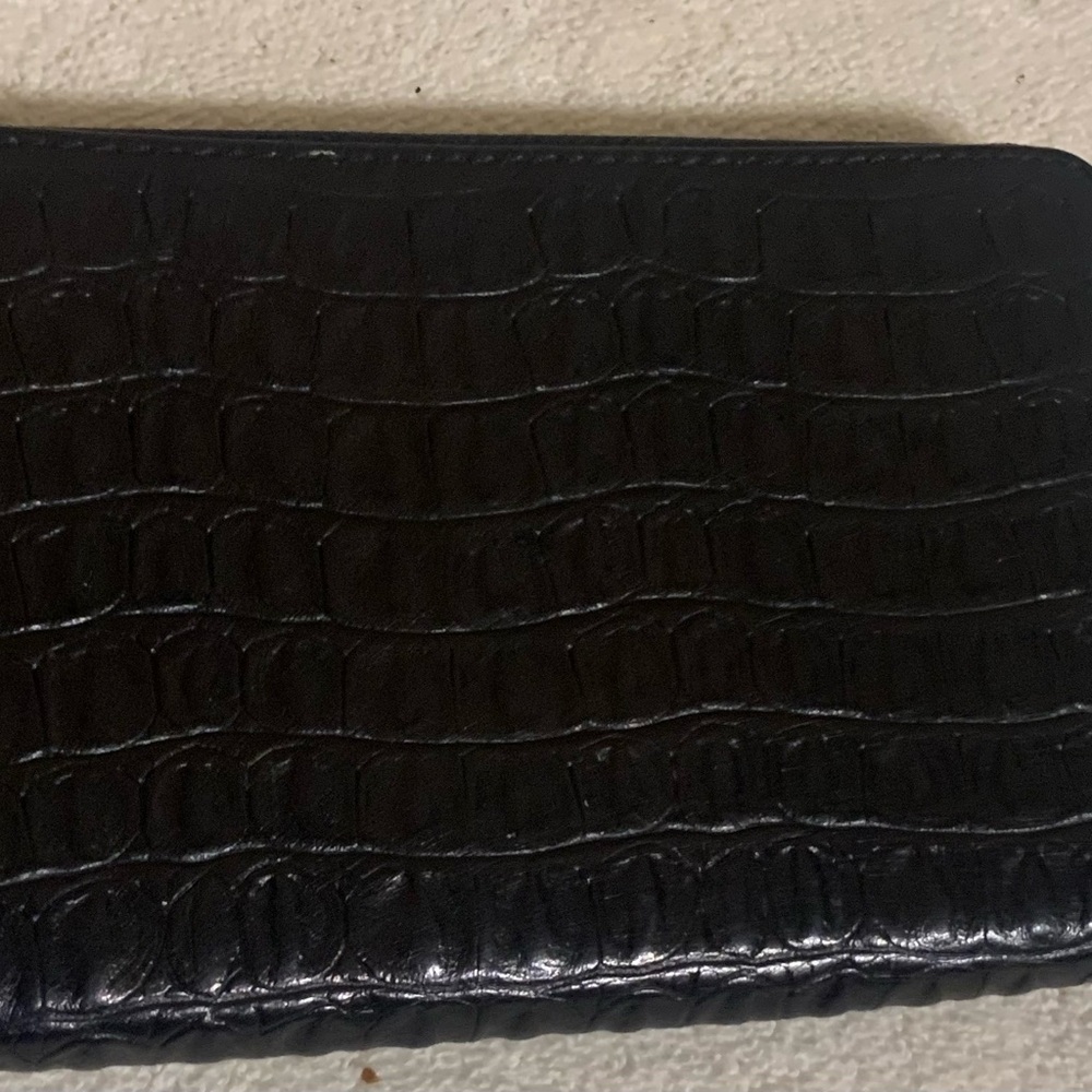 Furla Black Leather Wallet with Silver Accents